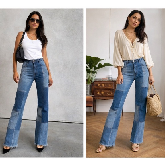 NWT Re/Done X Levi’s Amina Muaddi Patchwork Jean Indigo Size 26 - Picture 3 of 16